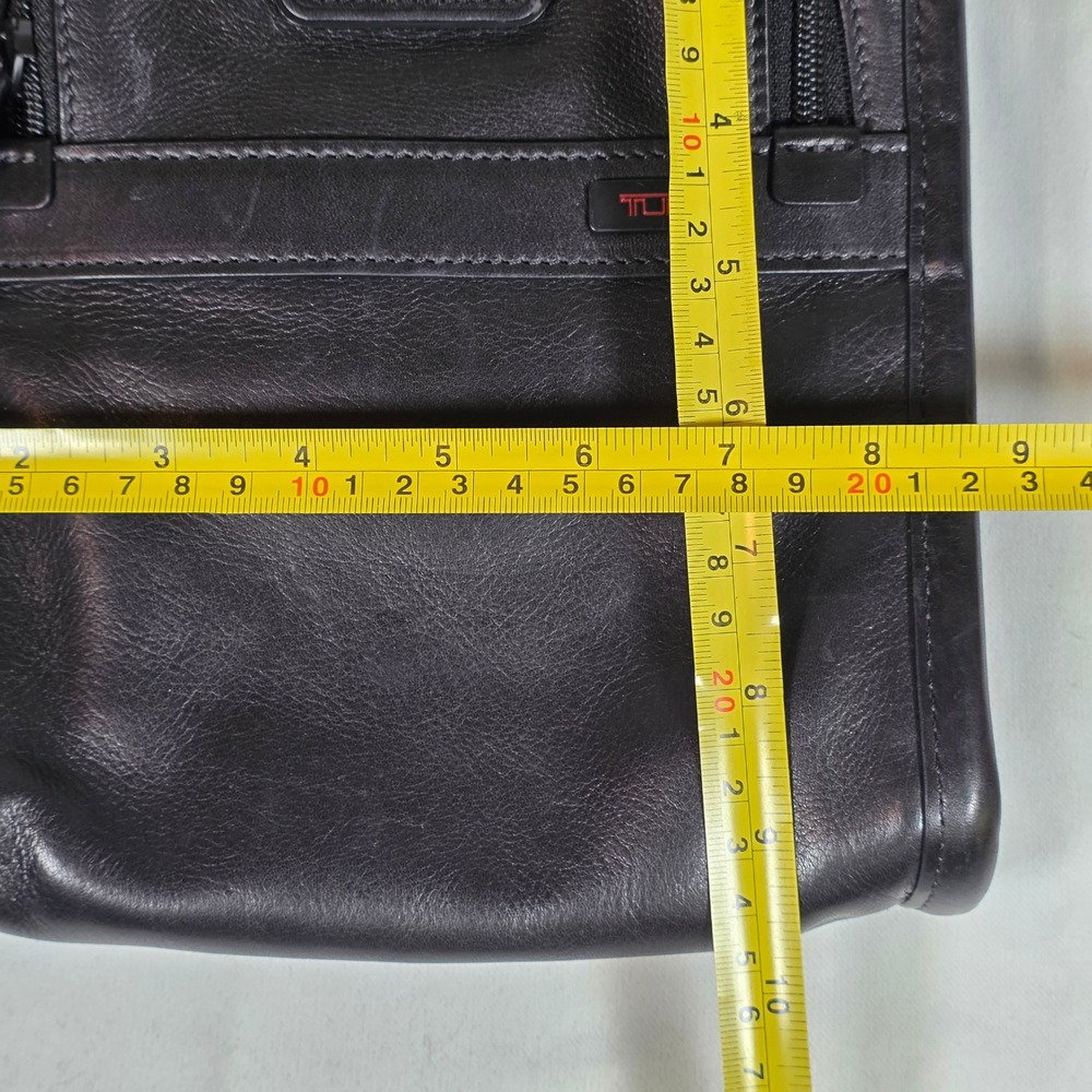 TUMI Alpha Medium Crossbody Black Leather Vertical Multi Pockets Messenger Bag - Picture 8 of 9